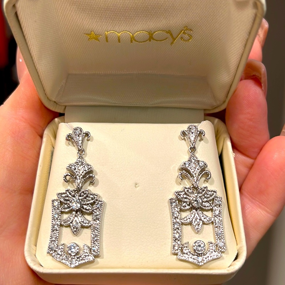 COPY - Diamond silver dangle earrings from Macys
